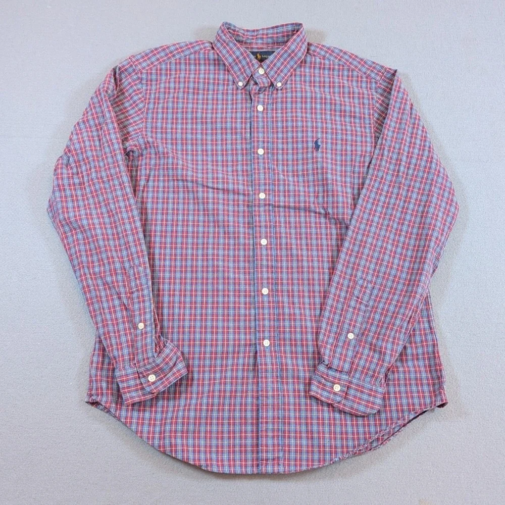 Ralph Lauren‎ Button Down Shirt Mens Large Classic Fit Plaid Long Sleeve Casual